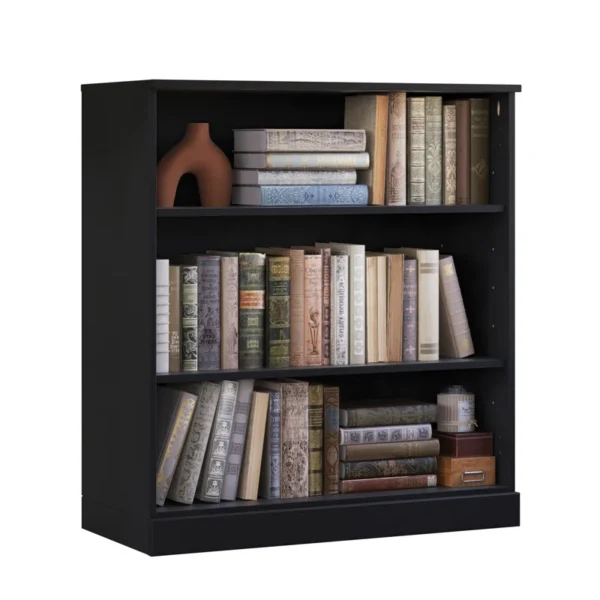 Solid Wood 3-Shelf Bookcase with Adjustable Shelves – Durable Book Rack - Image 2