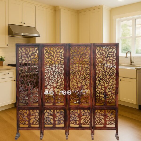 Wooden Room Partition/Screen/Room Divider (4 Panel 6 Feet with Stands) - Image 2