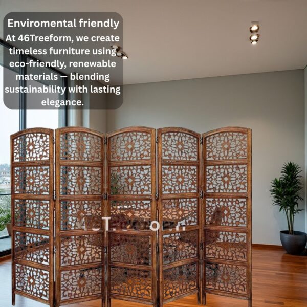 Wooden Room Partition/Screen/Room Divider (5 Panel) - Image 4