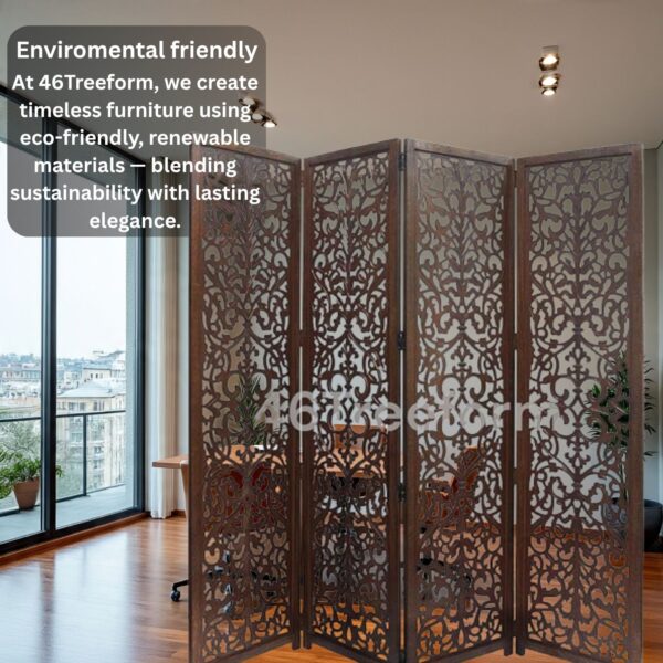 Wooden Room Partition/Screen/Room (4 Panel) 46Treeform - Image 6