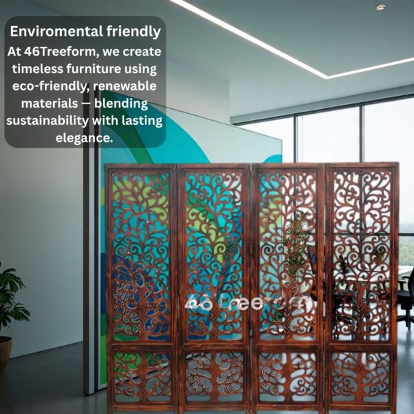 Wooden Room Partition/Screen/Room Divider (4 Panel 6 Feet with Stands) - Image 4