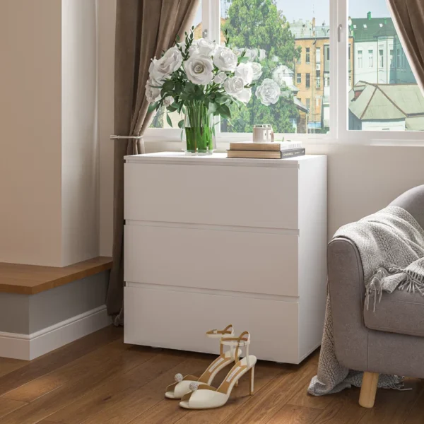 Drawer Dresser – Wooden Storage Chest with 3 Drawers for Bedroom, Living Room, and Home Organization - Image 2
