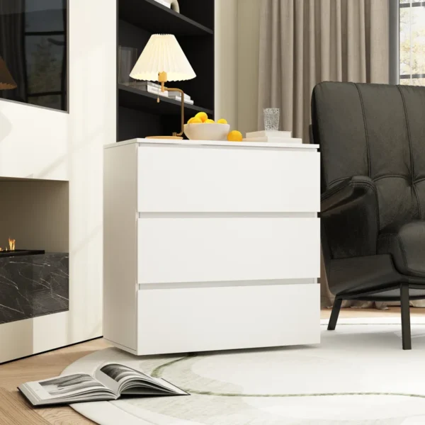 Drawer Dresser – Wooden Storage Chest with 3 Drawers for Bedroom, Living Room, and Home Organization
