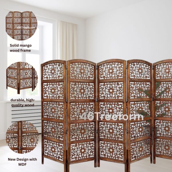 Wooden Room Partition/Screen/Room Divider (5 Panel) - Image 3
