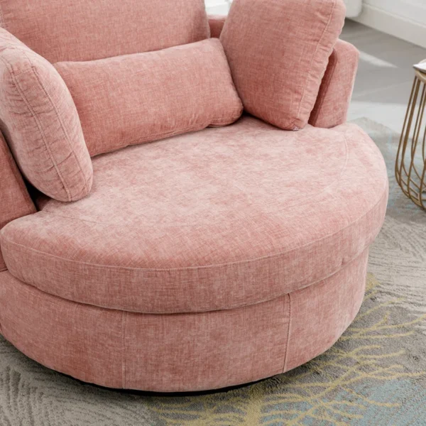 42"W Swivel Accent Barrel Chair and Half Sofa | 360-Degree Round Sofa with 3 Pillows for Living Room or Bedroom - Image 3