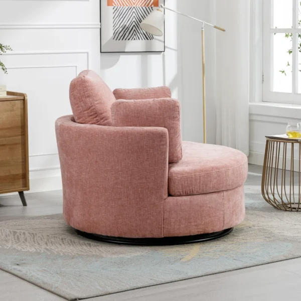 42"W Swivel Accent Barrel Chair and Half Sofa | 360-Degree Round Sofa with 3 Pillows for Living Room or Bedroom - Image 5