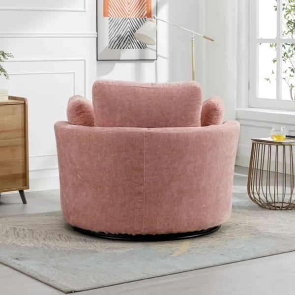 42"W Swivel Accent Barrel Chair and Half Sofa | 360-Degree Round Sofa with 3 Pillows for Living Room or Bedroom - Image 6