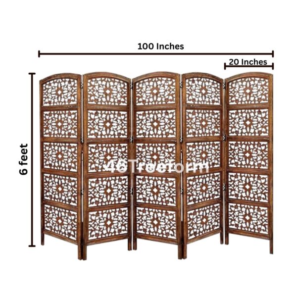 Wooden Room Partition/Screen/Room Divider (5 Panel) - Image 5