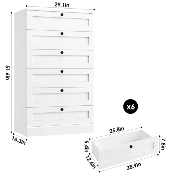 51.6" H Freestanding 6 Drawer Dresser – Tall and Spacious Storage Solution - Image 4