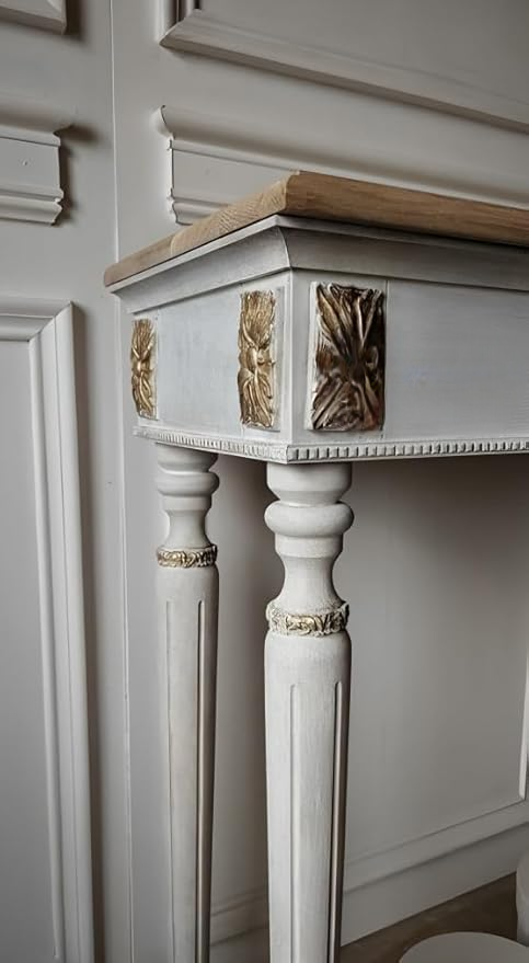 Wooden Carved Console Table in Solid Mango Wood with Antique Distress Finish – 48" for Living Room, Hallway, Entryway, Office - Image 5