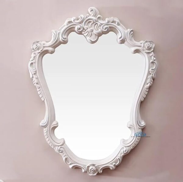Wooden Carved Console Table with Mirror Frame – Solid Mango Wood, White Deco Finish - Image 4