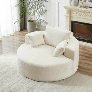 Corduroy&Chenille Large Round Accent Chair, Modern Sleeper Chair, No Assembly Required