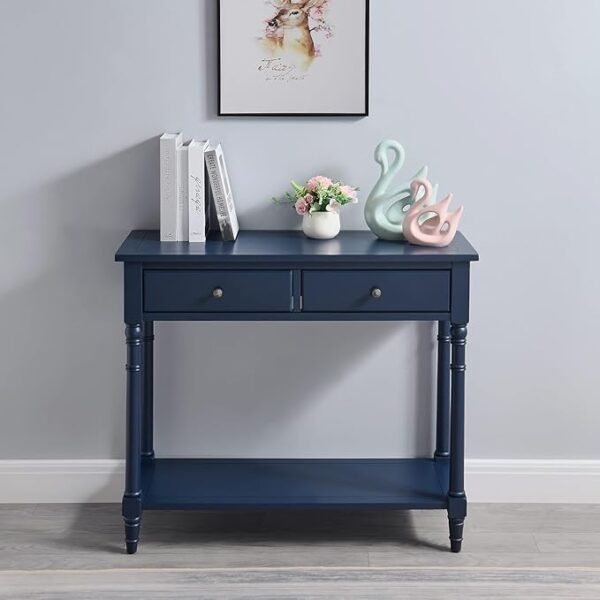 Console Entry Table with 2 Drawers – Narrow Accent Table with Storage Shelf - Image 4