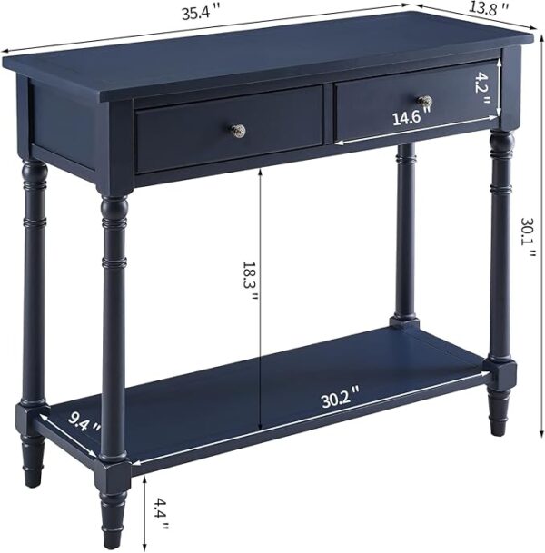 Console Entry Table with 2 Drawers – Narrow Accent Table with Storage Shelf - Image 2