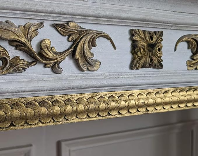 Wooden Carved Console Table in Solid Mango Wood with Grey Gold Finish – 48" for Living Room, Hallway, Entryway, Office - Image 3