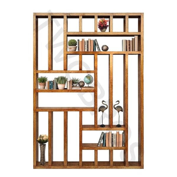 Urbane Crafts Wooden Room Divider with Multiple Storage Shelves – Self-Standing Partition for Hall, Kitchen, and Home Office - Image 4