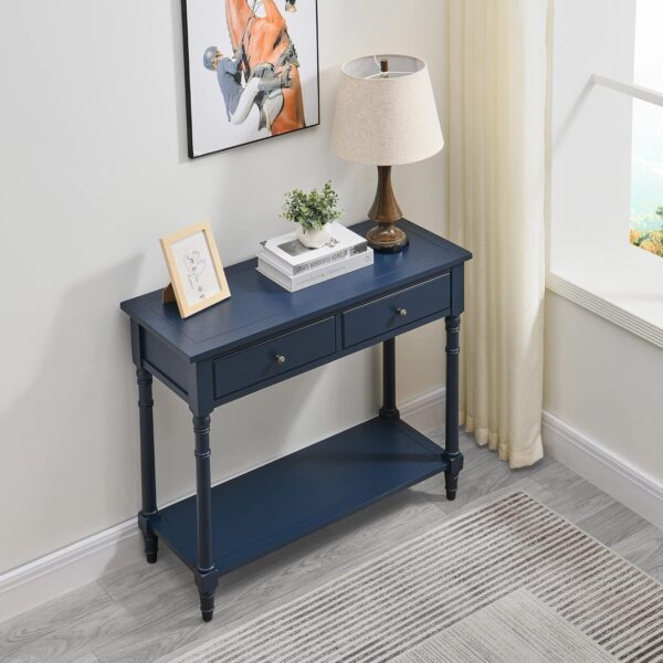 Console Entry Table with 2 Drawers – Narrow Accent Table with Storage Shelf - Image 8