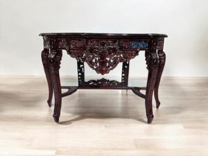 46Treeform Carved Console Table in Solid Mango Wood – Victorian Style with Ornate Carvings & Mahogany Finish