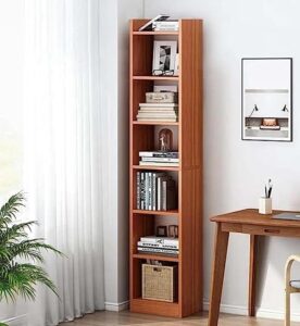 6 Layer Engineered Wood Bookshelf – Multipurpose Storage Rack for Living Room, Kitchen, and Bedroom (Oak Brown)