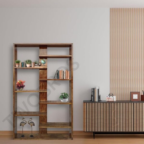 Wooden Room Divider with Multiple Storage Shelves – Self-Standing Partition for Hall, Kitchen, and Home Office - Image 7