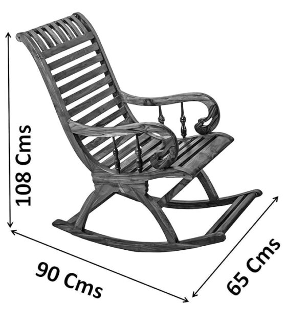 Handmade Wooden Rocking Chair with Cushion & Footrest for Adults | Comfortable Relaxation in Sheesham Wood - Image 2
