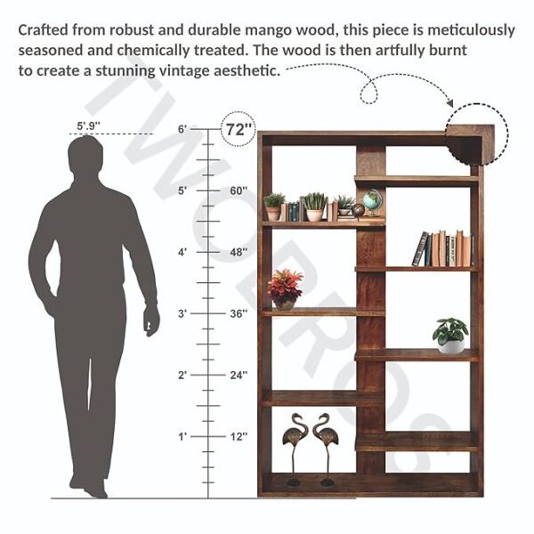 Wooden Room Divider with Multiple Storage Shelves – Self-Standing Partition for Hall, Kitchen, and Home Office - Image 2