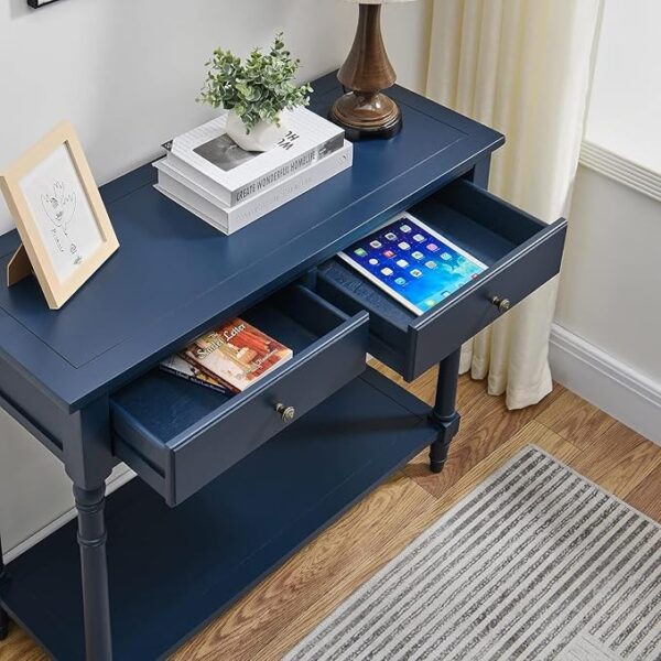 Console Entry Table with 2 Drawers – Narrow Accent Table with Storage Shelf - Image 5