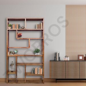 Wooden Room Divider with Multiple Storage Shelves – Self-Standing Partition for Hall, Kitchen, and Home Office Spaces