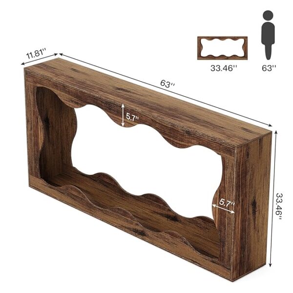 Console Table | 63 Inches Farmhouse Console Table with Storage – Behind Sofa, Narrow Entryway Table, Hallway Table for Living Room, Brown - Image 3