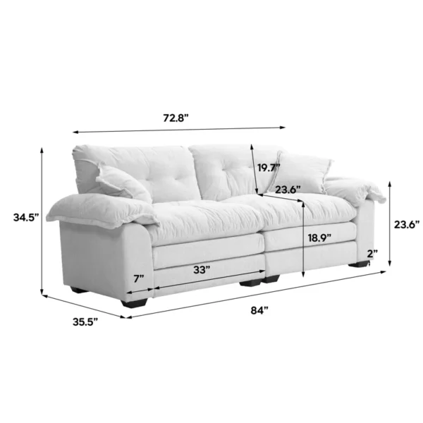 Modern Sofa Loveseat with 2 Throw Pillows – Comfortable and Stylish Living Room Furniture - Image 4