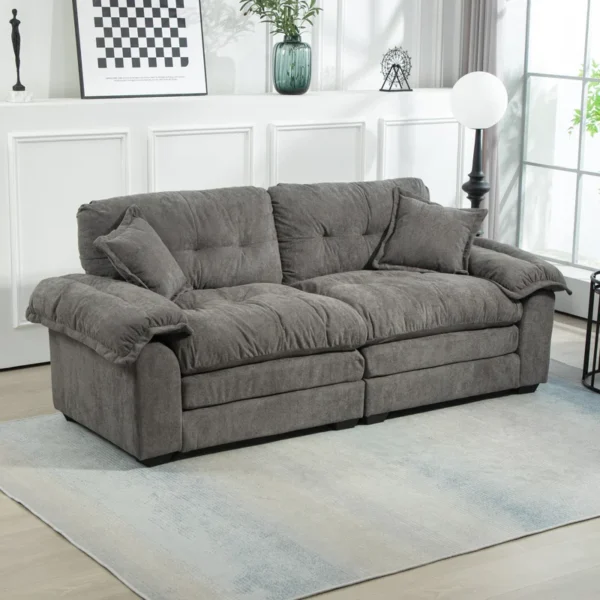 Modern Sofa Loveseat with 2 Throw Pillows – Comfortable and Stylish Living Room Furniture