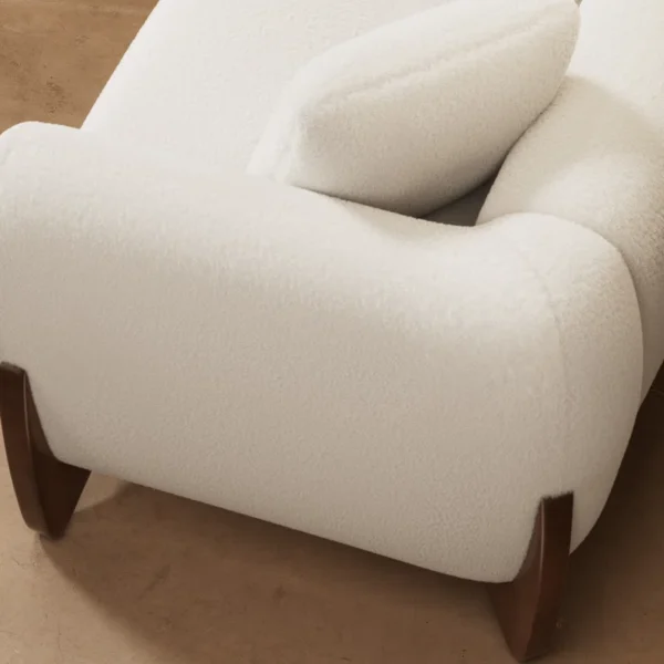 Buy Upholstered White Sofa with Wood Wedge Legs - Modern, Comfortable, & Durable - Image 6