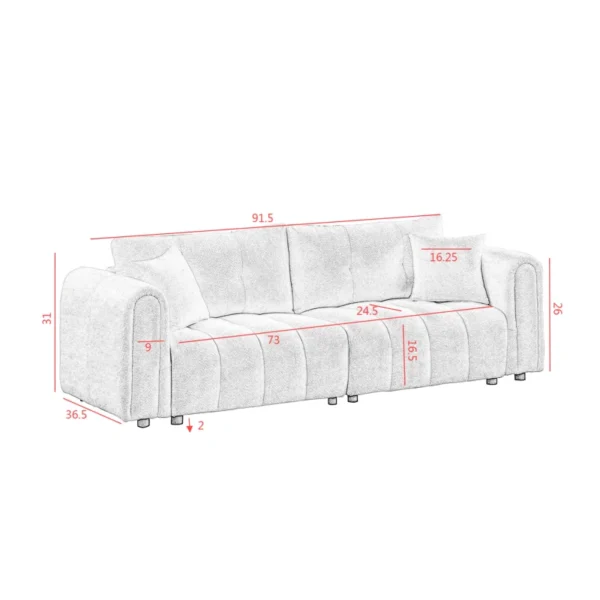 Buy Round Arm Upholstered Sofa – Luxurious & Comfortable Sofa for Living Rooms - Image 6