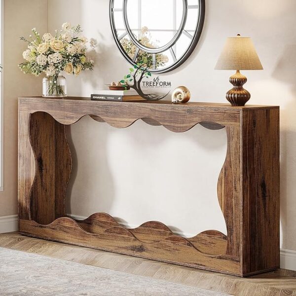 Console Table | 63 Inches Farmhouse Console Table with Storage – Behind Sofa, Narrow Entryway Table, Hallway Table for Living Room, Brown - Image 4