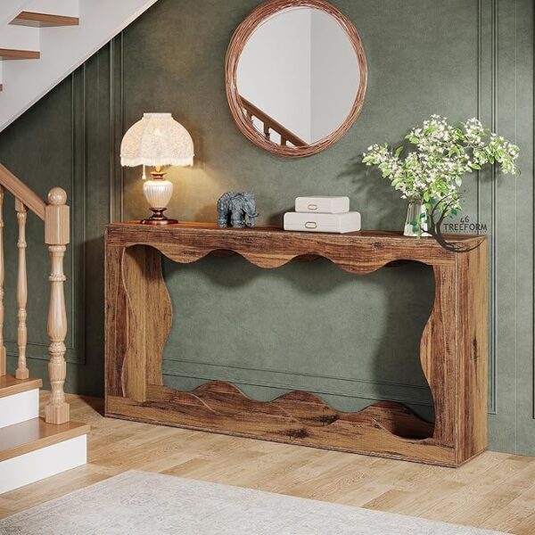 Console Table | 63 Inches Farmhouse Console Table with Storage – Behind Sofa, Narrow Entryway Table, Hallway Table for Living Room, Brown - Image 5