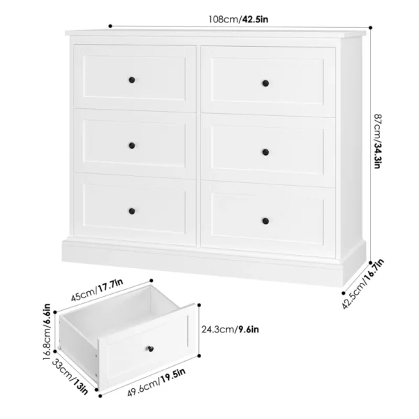 Alffi 6 Drawer 42.51" W Double Dresser – Modern Wood Storage Solution for Your Home - Image 4