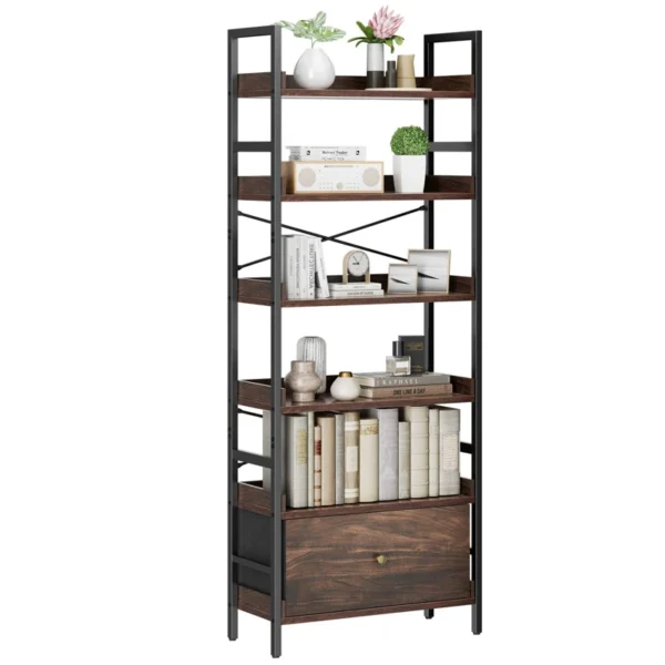 Avrumi Unfinished Etagere Storage Bookcase – Stylish Wooden Bookcase & Book Rack for Home & Office - Image 2