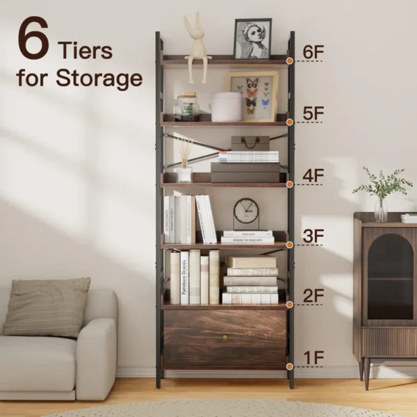Avrumi Unfinished Etagere Storage Bookcase – Stylish Wooden Bookcase & Book Rack for Home & Office - Image 3