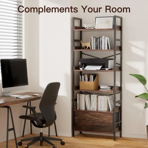 Avrumi Unfinished Etagere Storage Bookcase – Stylish Wooden Bookcase & Book Rack for Home & Office - Image 6