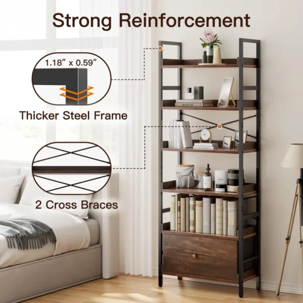 Avrumi Unfinished Etagere Storage Bookcase – Stylish Wooden Bookcase & Book Rack for Home & Office - Image 7