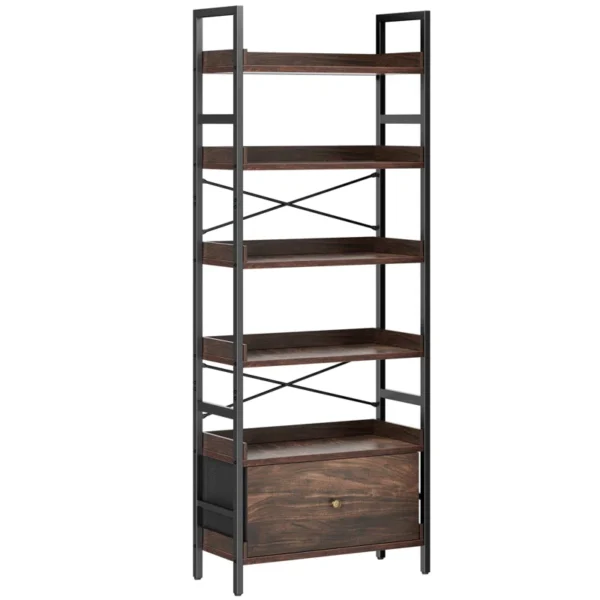 Avrumi Unfinished Etagere Storage Bookcase – Stylish Wooden Bookcase & Book Rack for Home & Office