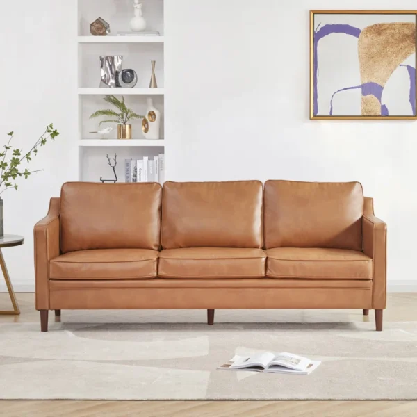 Azleigh 80.31'' Faux Leather Square Arm Sofa - Modern and Stylish Living Room Furnit