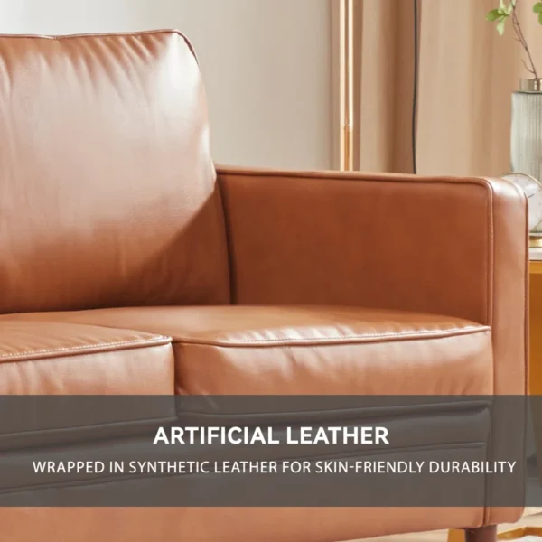 Azleigh 80.31'' Faux Leather Square Arm Sofa - Modern and Stylish Living Room Furnit - Image 3