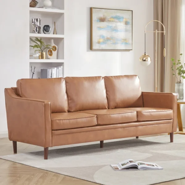 Azleigh 80.31'' Faux Leather Square Arm Sofa - Modern and Stylish Living Room Furnit - Image 7