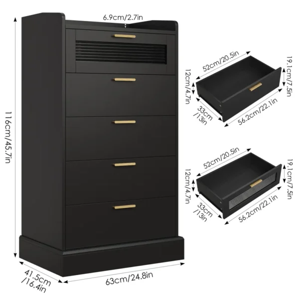 Bocker 45.6" H 5-Drawer Dresser with Glass Door – Elegant Storage with a Modern Touch - Image 3