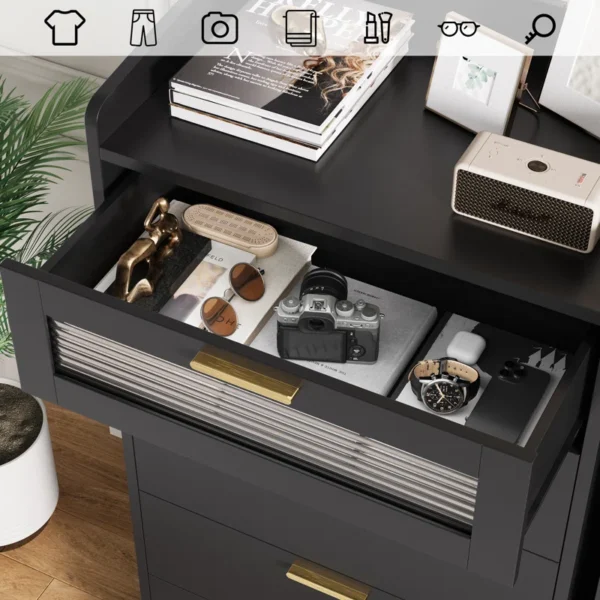 Bocker 45.6" H 5-Drawer Dresser with Glass Door – Elegant Storage with a Modern Touch - Image 7