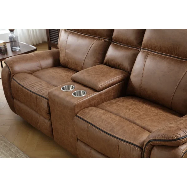 Buy Cushion Back Upholstered Reclining Loveseat with Storage and Cupholder – Comfortable & Practical Loveseat for Living Rooms - Image 2