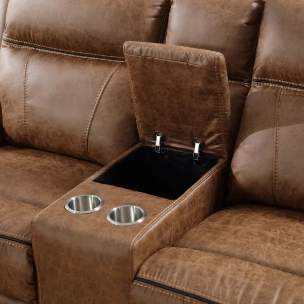 Buy Cushion Back Upholstered Reclining Loveseat with Storage and Cupholder – Comfortable & Practical Loveseat for Living Rooms - Image 4