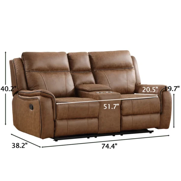Buy Cushion Back Upholstered Reclining Loveseat with Storage and Cupholder – Comfortable & Practical Loveseat for Living Rooms - Image 5