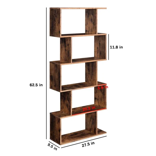 New Geometric Bookcase – Modern 5-Shelf Wooden Book Rack for Home & Office - Image 3